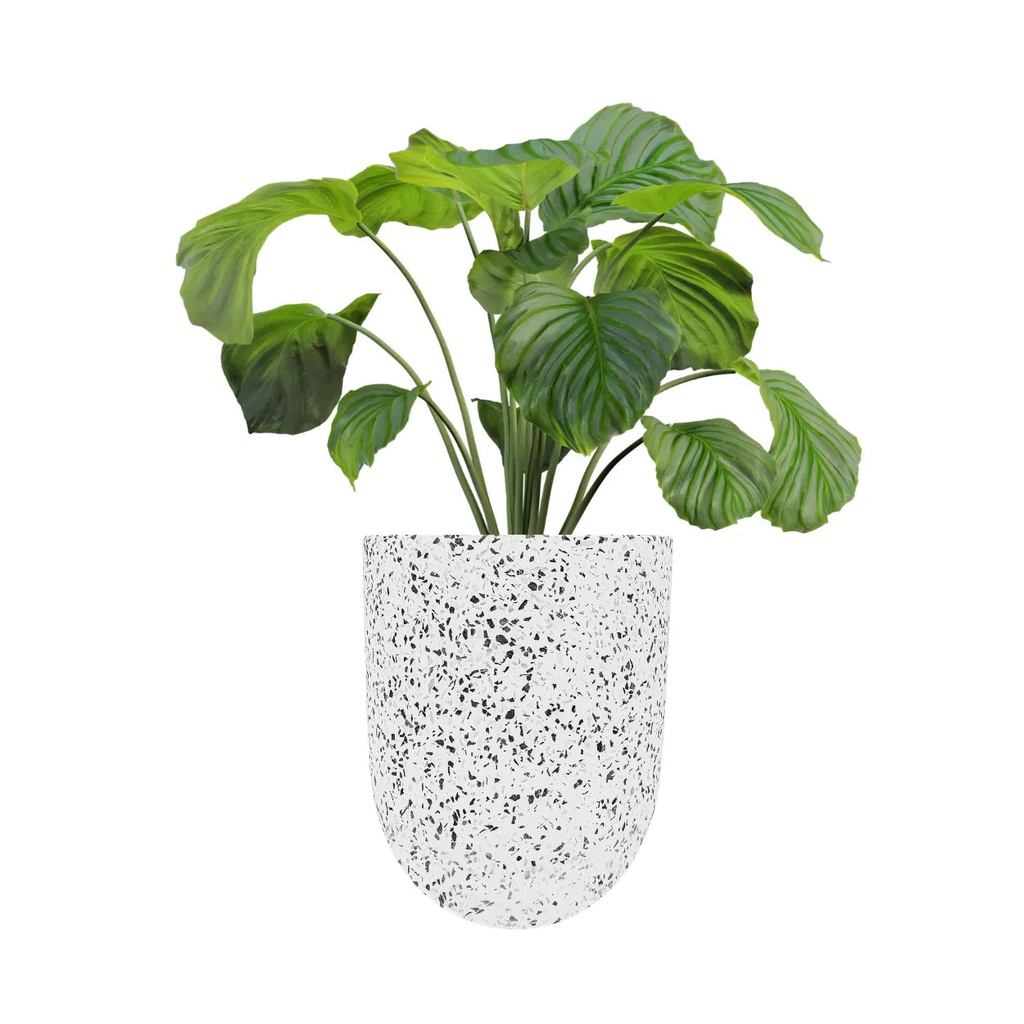 Maceta curva grande terrazo blanco