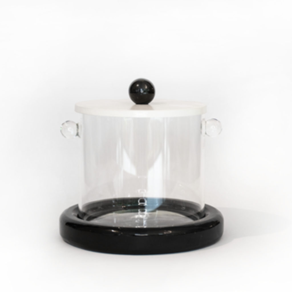 Hielera de vidrio con base de marmol negro