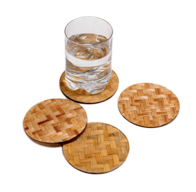 Coasters de acrílico y petate (set de 4)