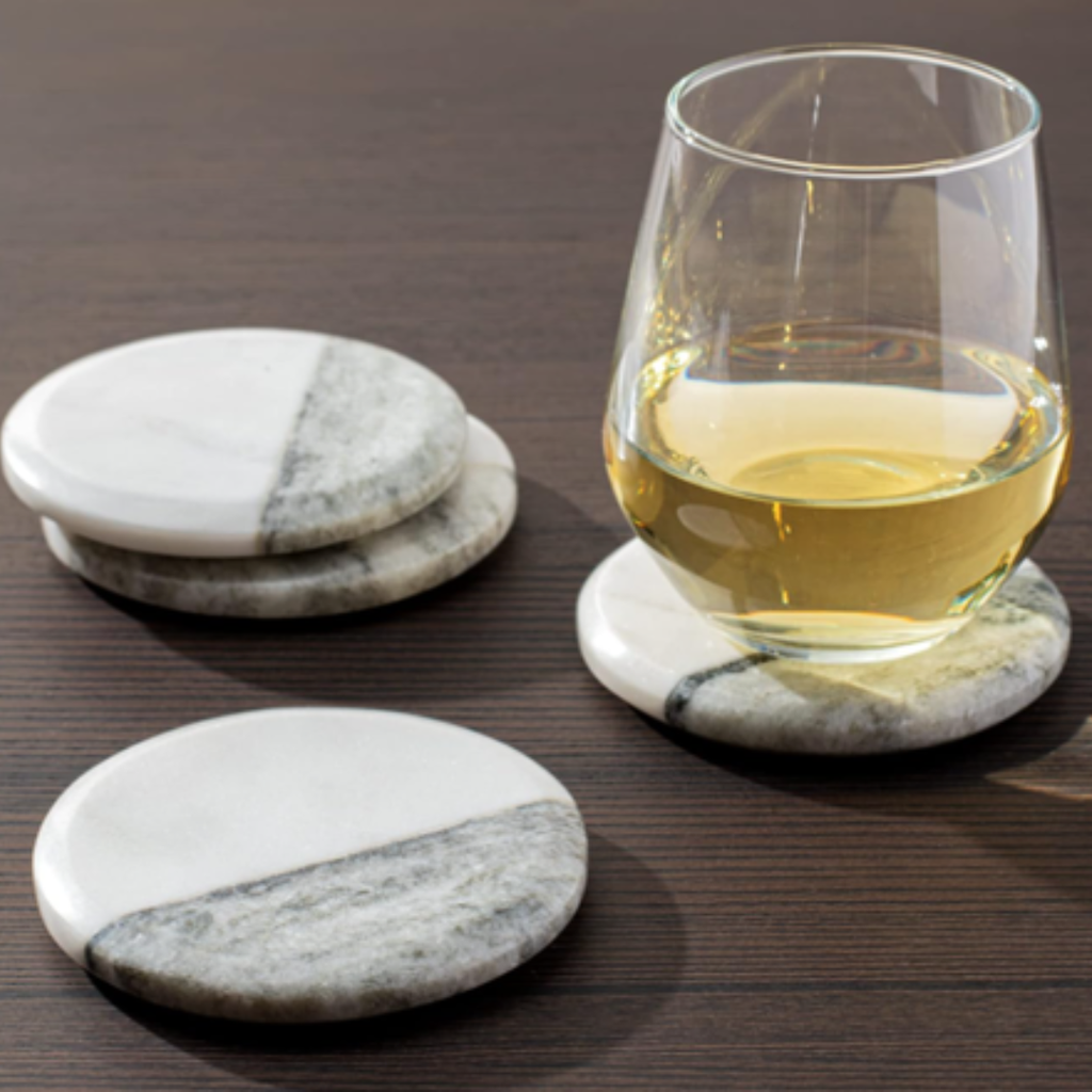 Coasters de Mármol dos colores redondos (Set de 4)