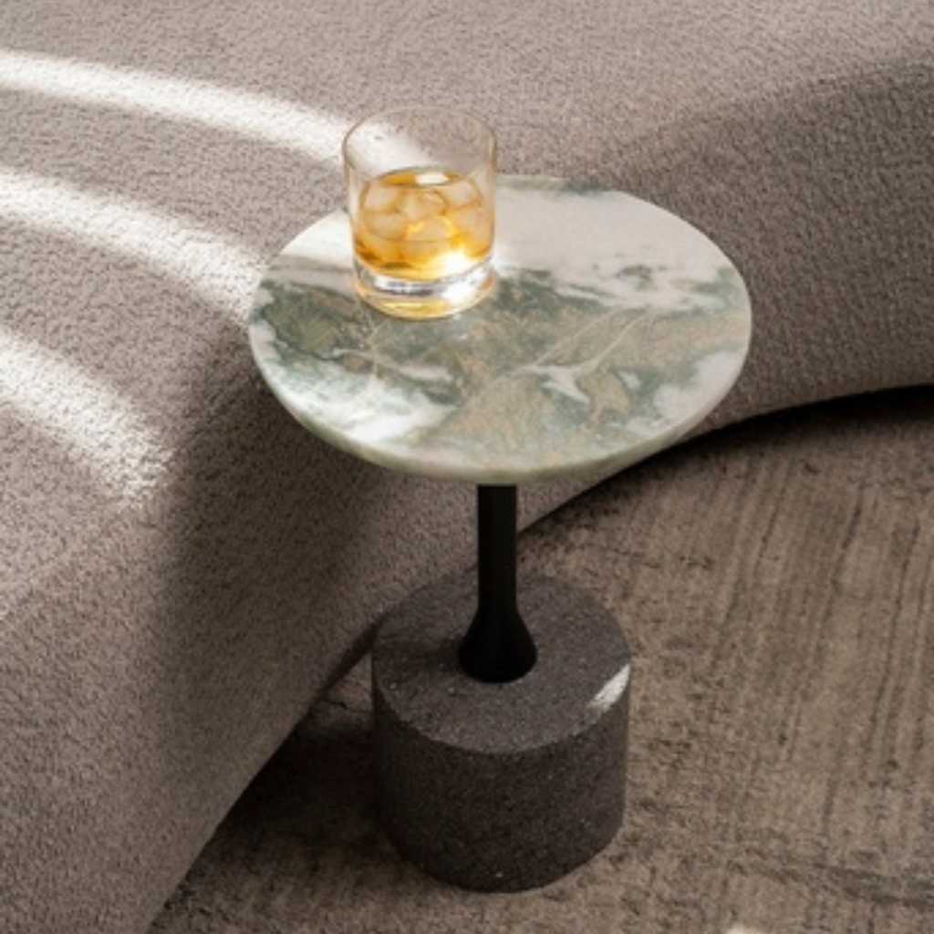 Side table circular de mármol baja