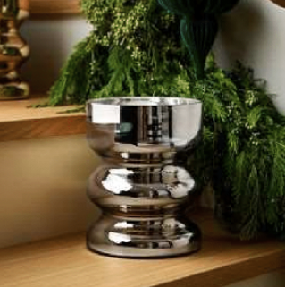 Florero Huracán de Mercurio de plata mediano