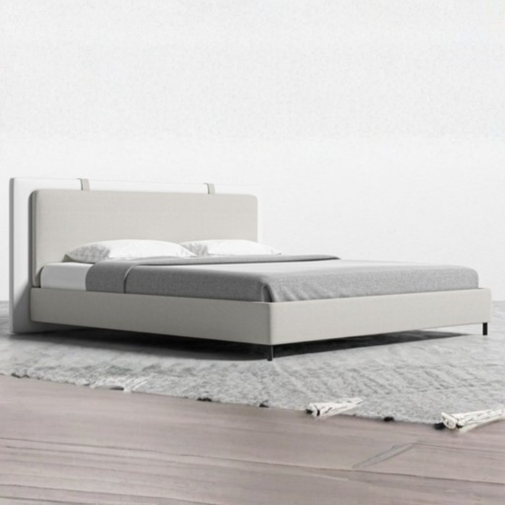 Cama de cuero blanca Queen