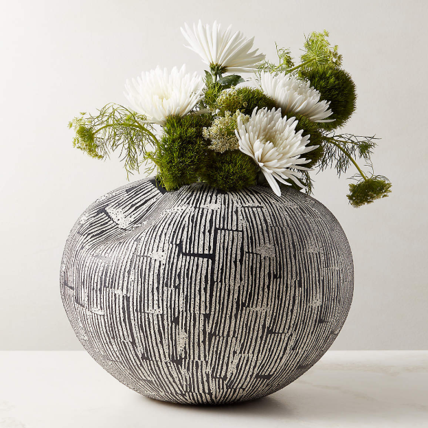 Florero de Cerámica Blanco y Negro