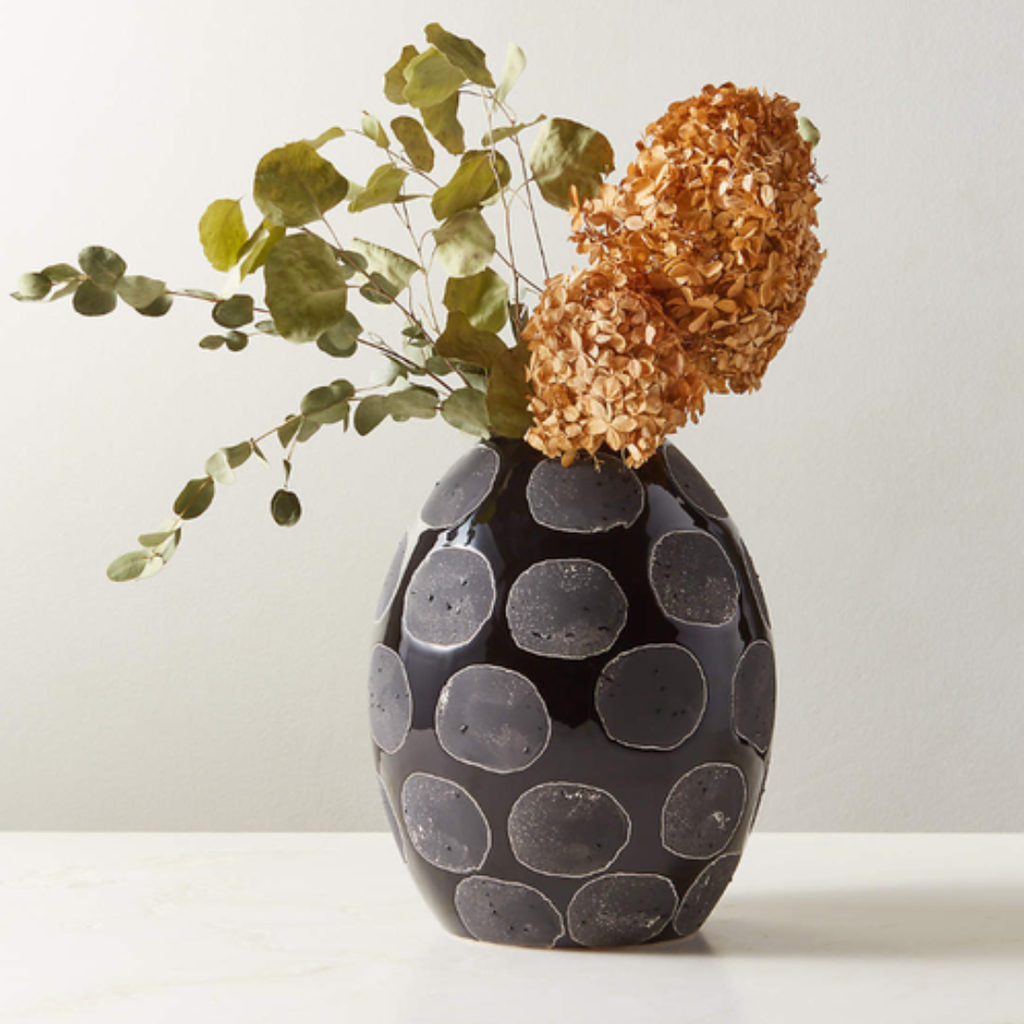 Florero de Cerámica Negro Print Gris