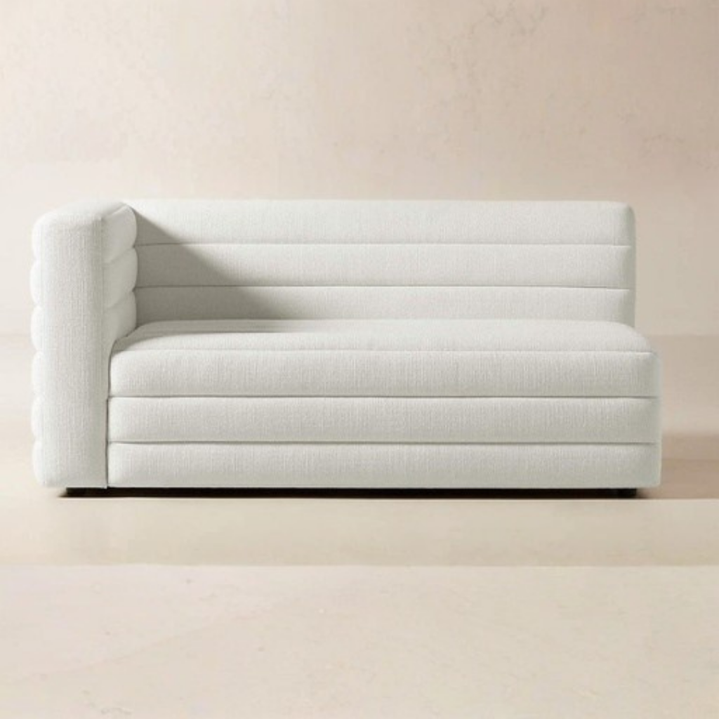 Strato Channeled Ivory Performace Fabric Left Arm-sofa Parte #1