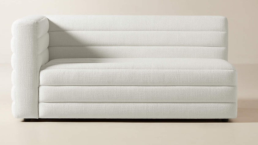 Strato Channeled Ivory Performace Fabric Left Arm-sofa