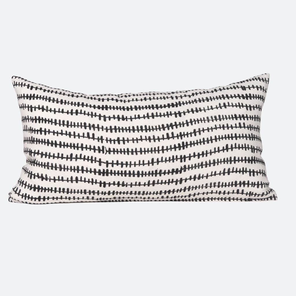 Cojín Lumbar Rayas Crema y Negro