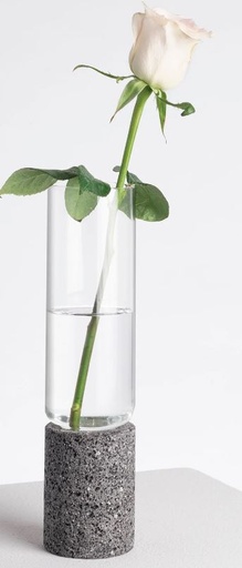 [D0041] Florero de vidrio y piedra volcánica