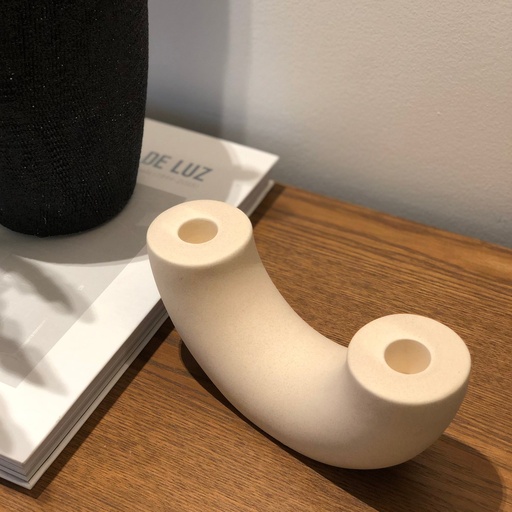 [D0021] Candelero cerámica beige