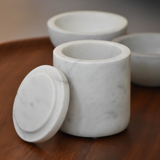 [AB0011] Contenedor con tapadera de Mármol