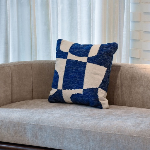 [C0053] Cojín Patrones Azul y Blanco