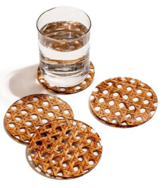 Coasters de acrílico y rattan (set de 4)
