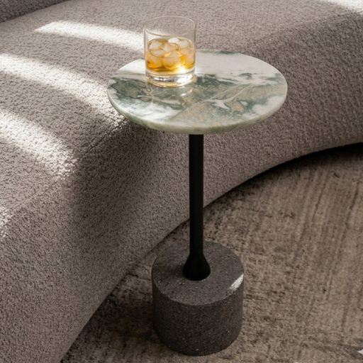 Side table circular de mármol  alta
