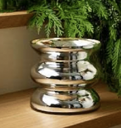 Florero Huracán de Mercurio de plata pequeño