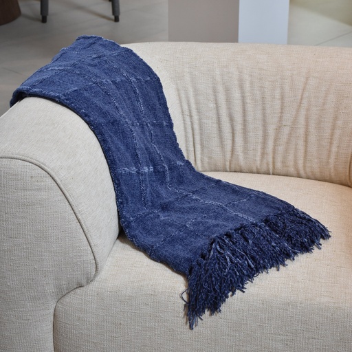Throw Azul con Pitas en Borlas