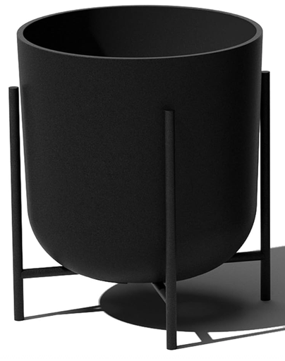 Maceta Negra con Base de Metal
