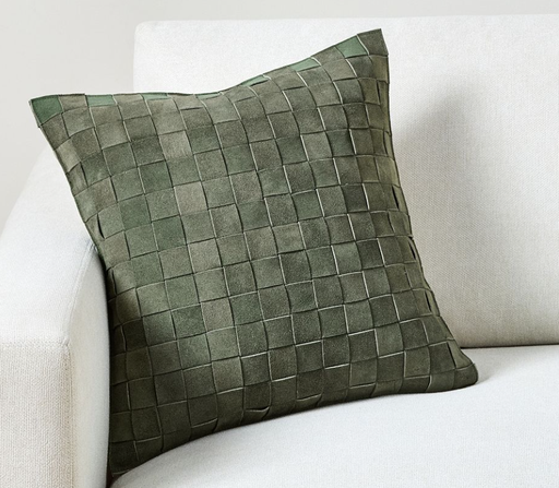 Cojín Cuero Cuadros Verdes