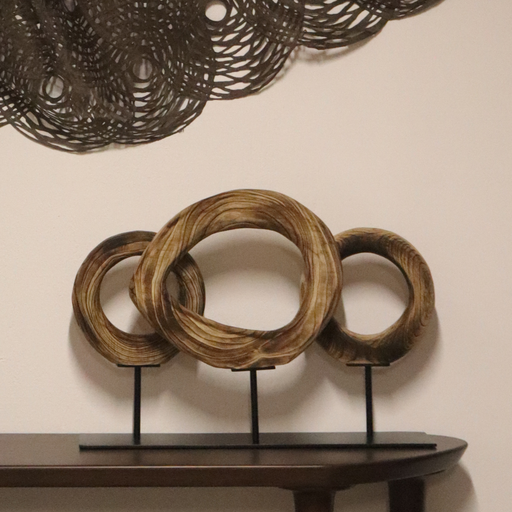 Escultura Aros Entrelazados de Madera